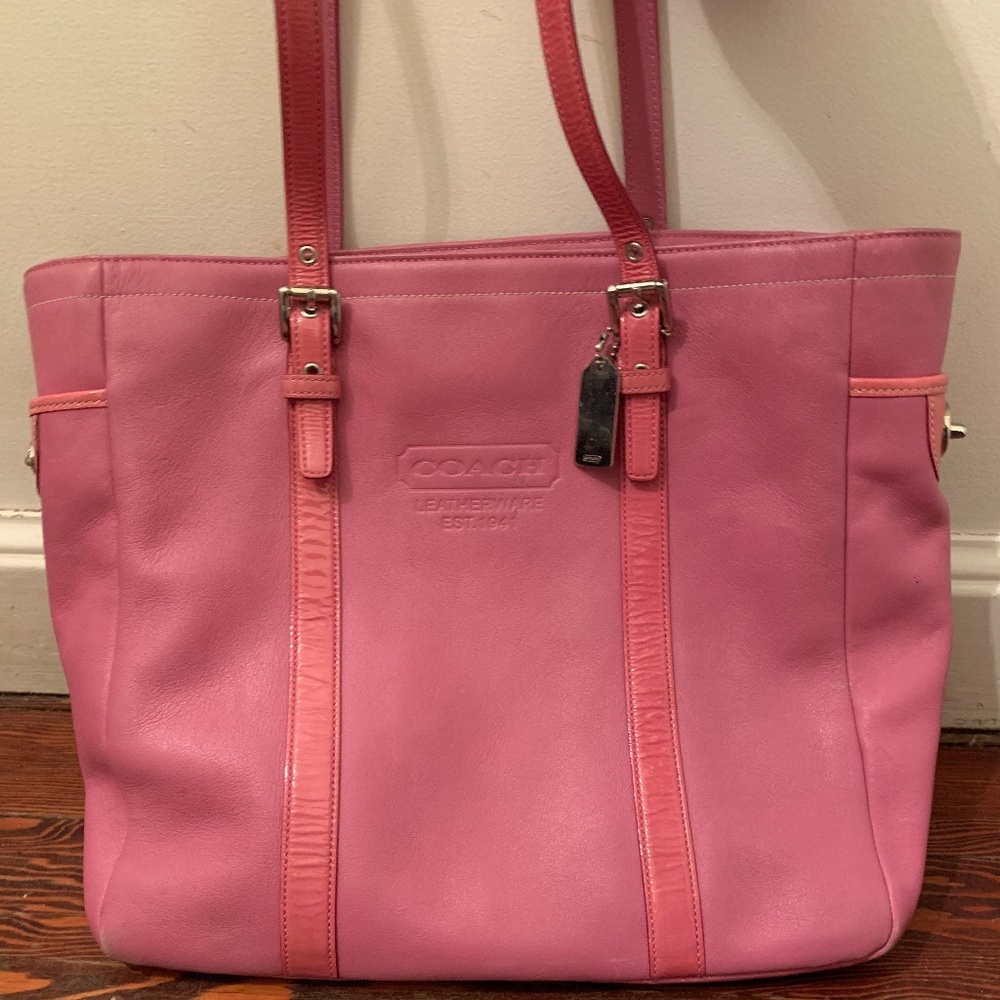 Coach Pink Leather Tote Bag